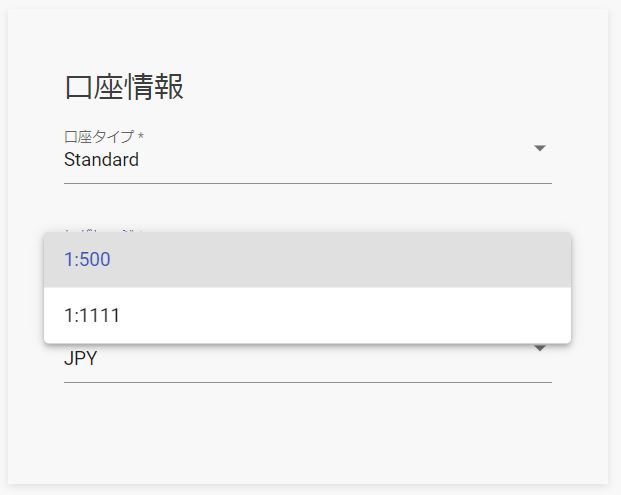 FX beyond 口座情報レバレッジ選択